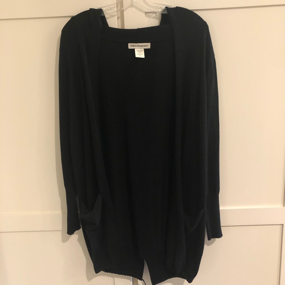 🍁Cotton Emporium Black Hooded Cardigan Sz M